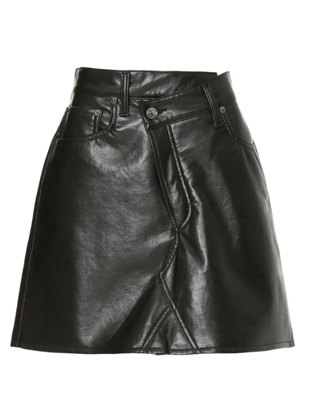 Agolde Black criss cross recycled  Leather Mini Skirt detox black 26 s 2 4